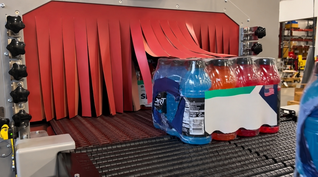 8-pack of sports beverages bundle wrapped using a bundle wrapper and a shrink tunnel.